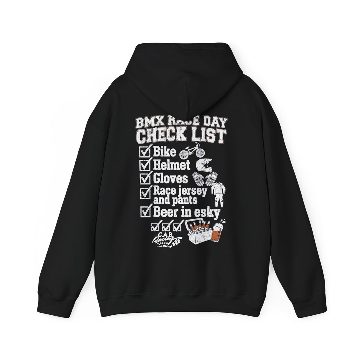 C.A.B. Racing Crew Hoodie — "BMX Race Day Checklist" Graphic hoodie