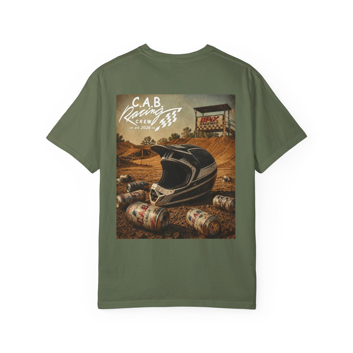 Racing Crew T-Shirt — C.A.B. Racing Helmet Graphic Tee